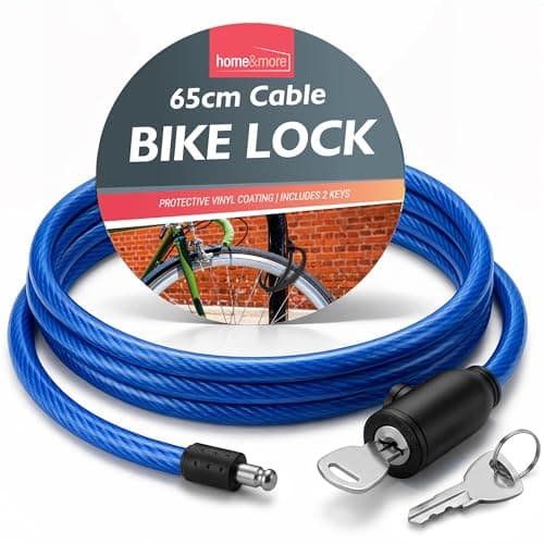 SOL 65cm Cable Bike Lock with Keys, Blue - Multipurpose Security Chain Lock