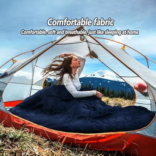 Sleeping Bags for Adults & Kids Sleeping Bag 3 Season, Ultralight Carry Bag, Adult Blanket, Lightweight Compact for Outdoor Camping, Travel, Hiking, Indoor & Outdoor Use (Navy Blue) — view 6