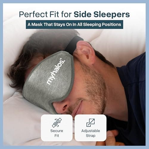 MyHalos Cotton 3D Sleep Mask, Blackout Eye Mask, Zero Pressure, Grey — view 6