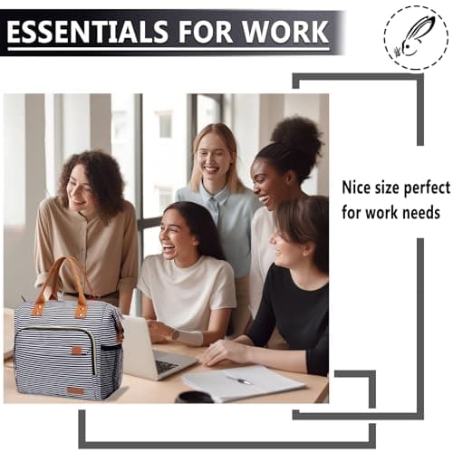 TuErCao Lunch Bag Women Insulated Lunch Box for Work Leakproof Soft Cooler for Picnic Travel Road Trips, Loncheras para Mujer Adult, Stripes — view 4