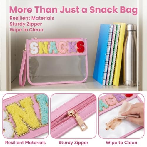 Emergency Snack Bag for Kids & Women, Dark Pink Canvas Zipper Pouch for Travel, School & Gym, Reusable Holiday Essentials Organizer for Cosmetics & Toiletries — view 4