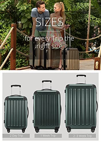 HAUPTSTADTKOFFER® · Three-Piece Hard-Side Suitcase Set DarkGreen high Gloss · Cabin Luggage 45 Liter (55 x 35 x 20 cm) + Suitcase 87 Liter (63 x 42 x 28 cm) + Suitcase 130 Liter (75 x 52 x 32 cm) — view 2