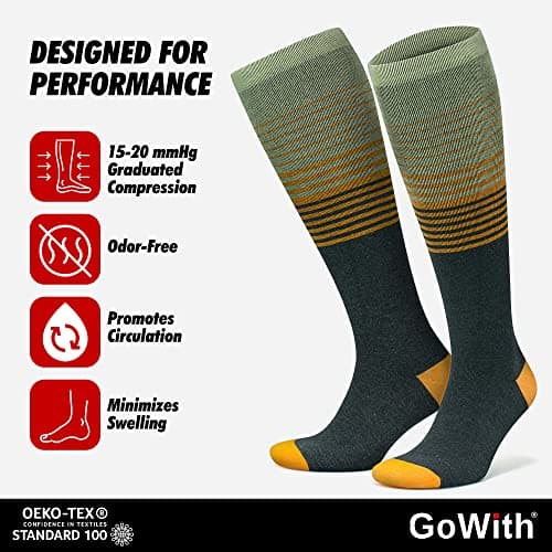 GoWith 2 Pairs Compression Socks 15-20 mmHg, Viscose Made from Bamboo — view 3