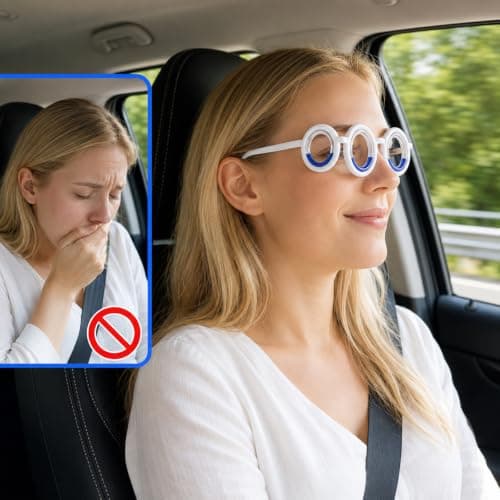 2 Pairs Motion Sickness Glasses, Travel Sickness Glasses, Relieve Car Sickness Seasickness Airsickness, Unisex for Adults & Kids (Blue & Black) — view 6