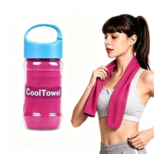 2Pcs Cooling Towel 90x30 cm, Ice Cool Sports Sweat Towels for Instant Relief Perfect Coolings Soft Breathable for Gym, Yoga, Golf, Running, Camping & Hot Weather (Pink *2)