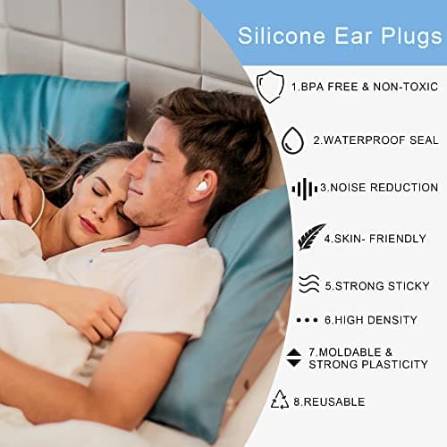 EXGOX 14 Pairs Silicone Ear Plugs for Sleeping Noise Cancelling Reusable Moldable Wax Earplugs for Swimming, Work, Airplane, SNR27dB(Blue, Orange) — view 5