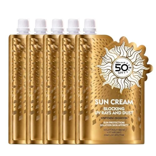 Sun Cream Sachet 25ml, SPF 50 High Protection UVA UVB Sunscreen Lotion for Sensitive Skin, Hydrating & Water Resistant, Non-Greasy Body Sun Cream for Daily Use, Travel-Friendly Pouch (5pc)