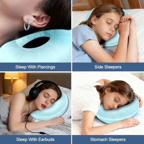 AOOSA Piercing Pillow, Blue Ear Piercing Pillow for Side Sleepers — view 6