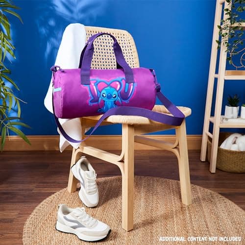 Disney Kids Sports Bag, Holdall with 2 Pockets & Adjustable Strap (Purple Stitch) — view 2