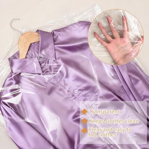 35 Pack Plastic Clothes Covers, Dry Cleaning Bags, Garment Bags 60 * 140 cm — view 3