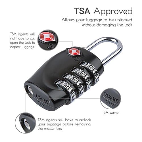 CFMOUR Suitcase Locks, TSA Approved Luggage Locks, 4-dial, Black, 2 Pcs — view 3