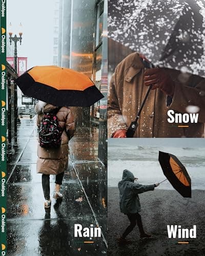 Chakipee Compact Travel Umbrella Windproof Strong- Automatic Folding Umbrellas for Wind and Rain, Double Vented Canopy 210T Fabric 102cm Span - 9 Ribs Portable Umbrella for Men and Women Red — view 5