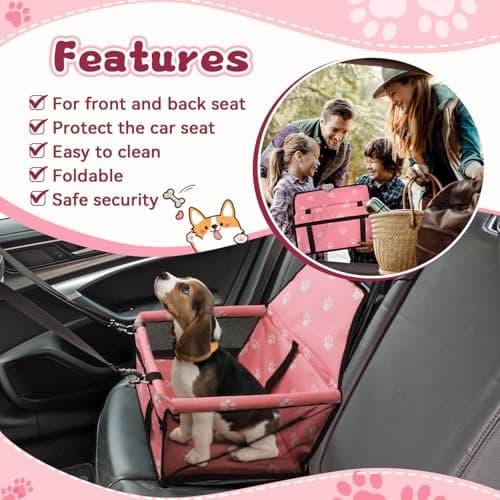 Flagest Dog Car Seat, Foldable Washable Mesh Carrier for Small Dogs, Pink — view 4