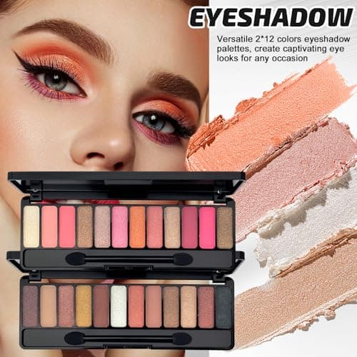 Makeup Set with Travel Bag, All in One Make Up Starter Kit for Teenage Girls, Makeup Gift Set for Women, Makeup Bundle Includes Primer BB Cream Foundation Eyeliner Mascara Eyeshadow Palette Lip Gloss — view 3