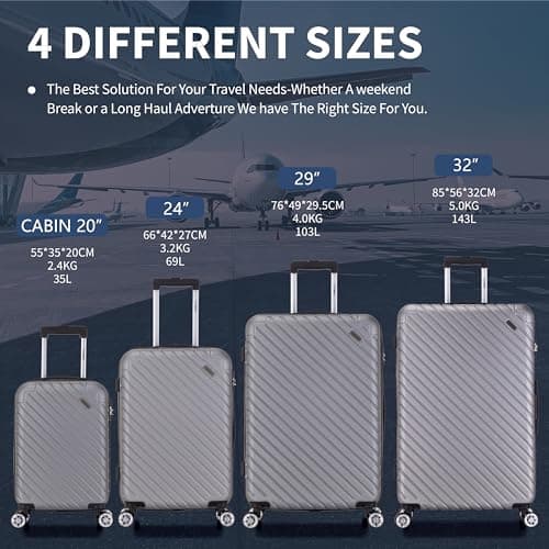 FLYMAX 32" Extra Large Suitcase 4 Wheel Lightweight Suitcases Luggage Hard Shell ABS Travel Case Hold Check in Fits 23kg - 35kg + 3 Digit Lock + 1 Year Warranty 125 Litre Capacity — view 5