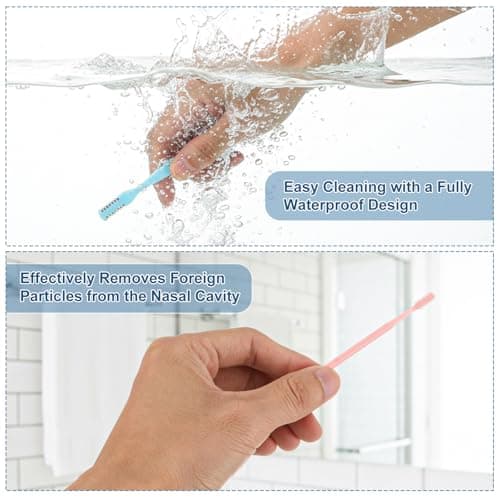 12 Pcs 2-in-1 Nasal Hair Trimmer Double Sided Nose Knife Nose Hair Cutter 360° Rotating Manual Nasal Hairs Cutter Portable Nostril Hairs Remover Tool Sticks Soft Cleaning Brush for Men Women Travel — view 6