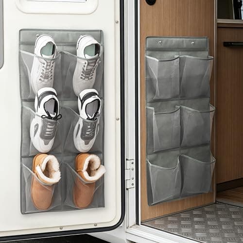 Baffect Hanging Shoe Storage Wall Mounted 6 Pockets (2 pcs,grey,No Drill)