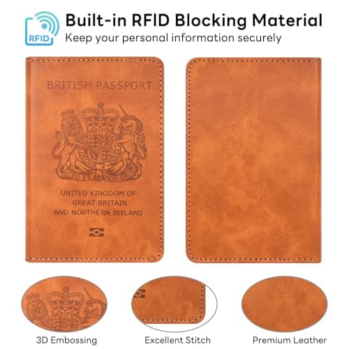 YAVIV Passport Holder for Women&Men，Travel Wallet RFID Blocking-Brown — view 2
