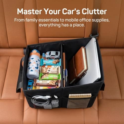 LoNinLoAn Car Storage Organiser Box, Car Boot Organiser, 31x25x25cm, Black — view 5