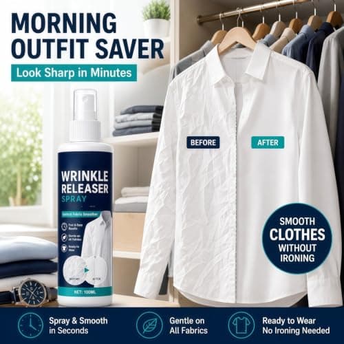 Instant Wrinkle Releaser Spray & No Iron Fabric Smoothing Spray for Clothes — view 4