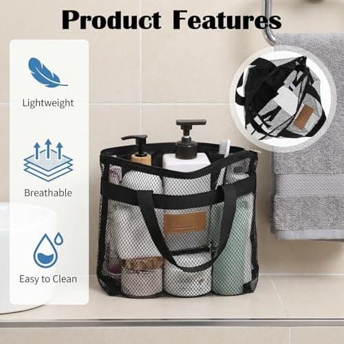 HJZHII 2Pcs Mesh Shower Caddy Bag, Portable Shower Bag — view 4