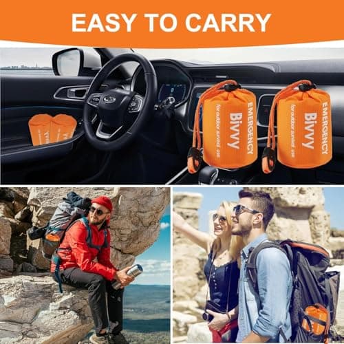 Emergency Sleeping Bag with 2Pcs Survival Blanket and Whistle, 200 x 100 cm — view 5