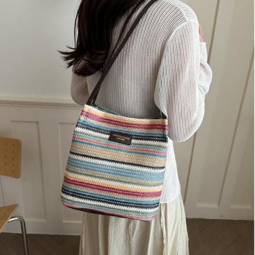 WSXQAZ Straw Beach Bag for Women, Straw Beach Tote Bag Women, Shoulder Bags — view 3