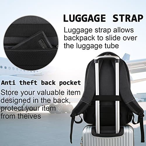 Laptop Backpack,Business Travel Anti Theft Slim Durable Laptops Backpack with USB Charging Port,Water Resistant College School Computer Bag for Women & Men Fits 15.6 Inch Laptop and Notebook - Black — view 6