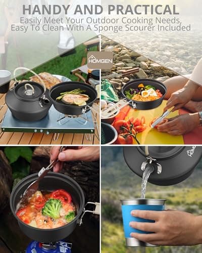 HOMGEN Non-Stick Anodized Aluminum Camping Cooking Set for 2-3 People — view 4
