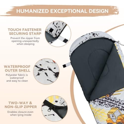Lightweight Kids Sleeping Bag for Camping, Child Sleeping Bag with Pillow — view 3
