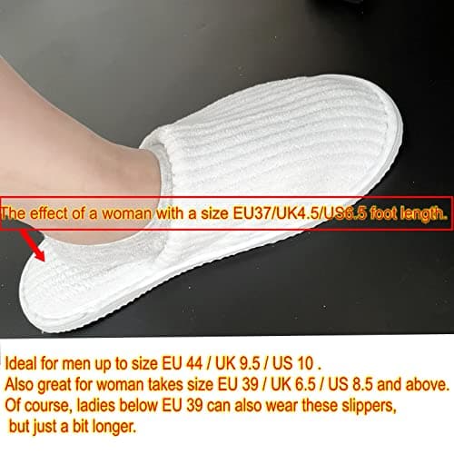 JZK 2 Pairs Large Men Disposable Slippers - White, Unisex, Washable Velvet Closed Toe Slippers for Spa, Holiday — view 4
