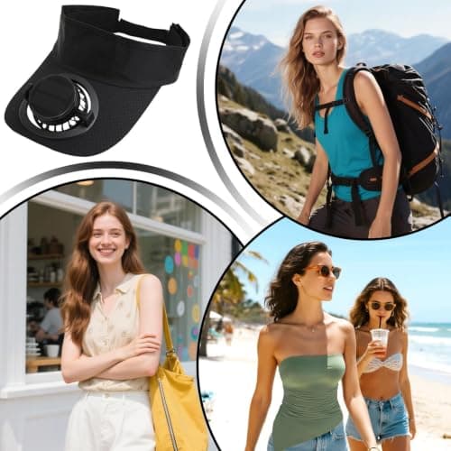Hat with Solar Fans USB Rechargeable Sun Protection Headgear Black — view 4