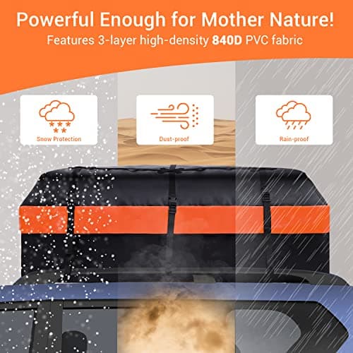 Ohuhu Car Roof Bag, 21 cu ft/ 595 L Roof Box for Car with/without Roof Rack — view 5