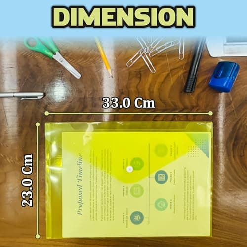 5 Assorted Color A4 Popper Wallets - Clear Plastic Paper Wallets for Document Storage and Office Organization Supplies - Lightweight Transparent Folders with Snap Closure (Pack of 5, A4) — view 2