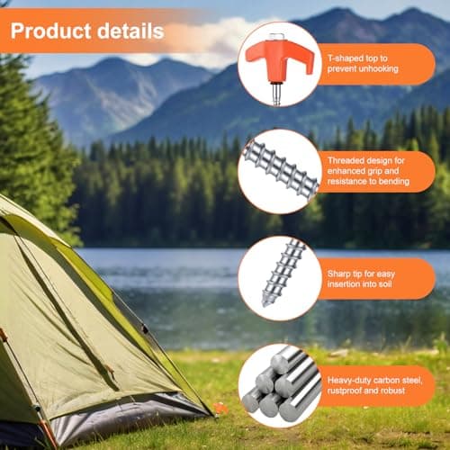 Zourglow 10 Pack Tent Pegs Metal Heavy Duty, Hard Ground Tent Pegs — view 2