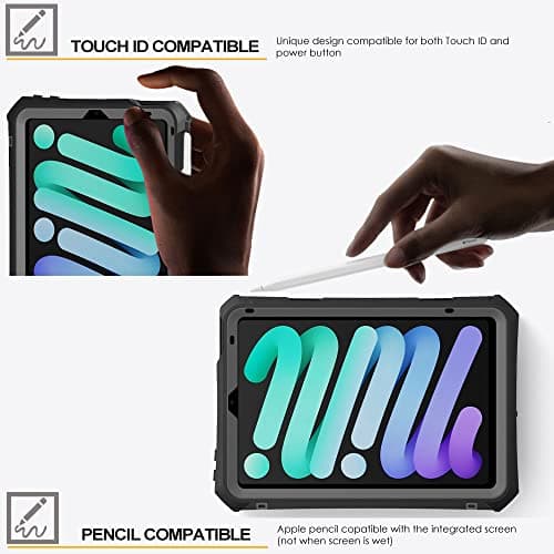 TECHGEAR Waterproof Case for iPad Mini 7/6 (8.3" 2024 & 2021) Poseidon Series Rugged Shockproof Case with Built-in Screen Protector, Stand & Strap – Heavy Duty Protection for Field, School or Travel — view 6