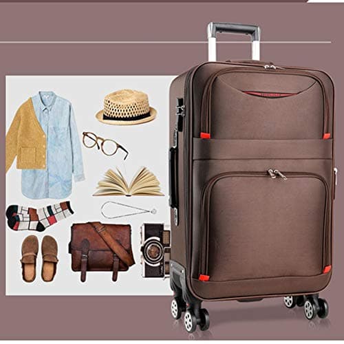 HLXB Large Capacity Luggage Suitcase Trolley, Flexible Spinner, high Density Oxford Fabric with USB Rechargeable Port,Purple, Brown, Black — view 2