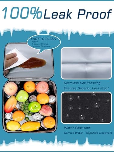 Insulated Soft Cooler Bag 12"x12"x12" Large Leakproof Soft Sided Ice Chest for Travel Beach Camping, 50 Cans Portable Cooler Box for Grocery Shopping, Road Trips, Black — view 4