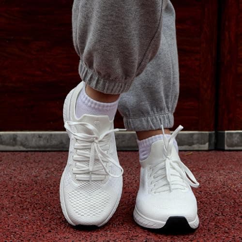 Puweco Womens Trainers Running Shoes Walking Sneaker White — view 2