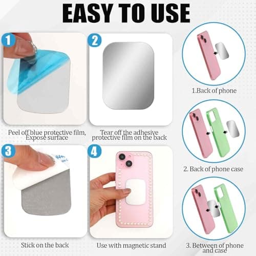 Bewudy Pack of 10 Metal Self-Adhesive Plates, 40 mm Plate, Thin Stainless Steel, Black and Silver Compatible with Magnet Car Mobile Phone Holder — view 6