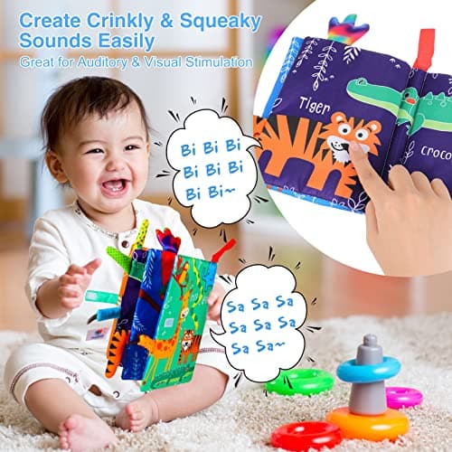 Dacitiery Baby Soft Cloth Book, Washable Sensory Book Toy for 0-24 Months — view 5