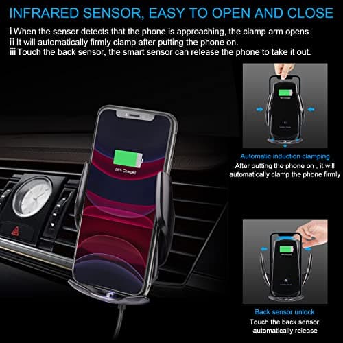 YUSHIHU Wireless Car Charger,15 W Qi Charging Car Phone Holder — view 5
