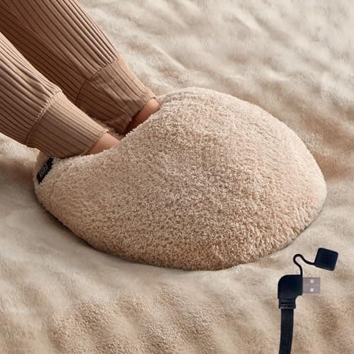 Silentnight Cosy Cuddles USB Heated Foot Warmer - Super Soft Teddy Boucle for Snuggly & Warm Feet - 3 Heat Settings Soothes Aches and Pains - Portable for Home, Camping & Traveling - Washable, Natural