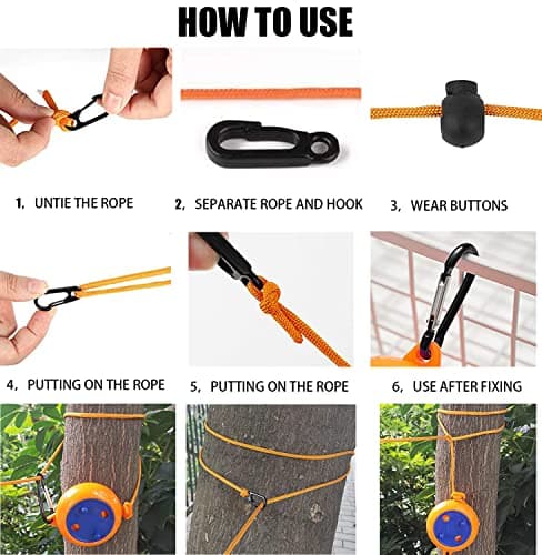 ZONSUSE Portable Travel Clothesline,Adjustable Camping Clothesline,10m Anti-Tangle Retractable Clothes Line,with 10 Fixed Buckles and 20 Clothespins, for Indoor Outdoor Balcony Garden Hotel (Green-A) — view 3