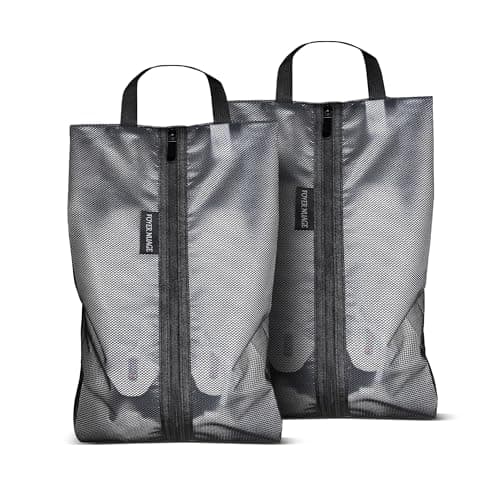 Travel Shoe Bags, Water Resistant TPU Mesh with Zipper, Travel Essentials for Men & Women (Black, 2 Set)
