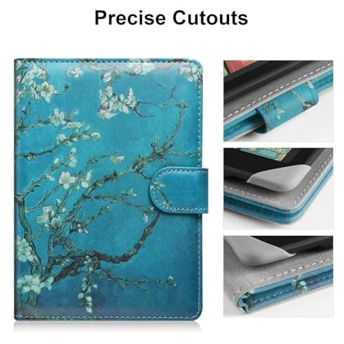 HoYiXi Universal Case for 6-6.8 inch E-Book Reader Compatible with 6.8" Kindle Paperwhite/6" All-new Kindle 2022&2019/Kobo Clara HD/Kobo Clara 2E,6" EReader Protective cover Built-in pocket,flower — view 5