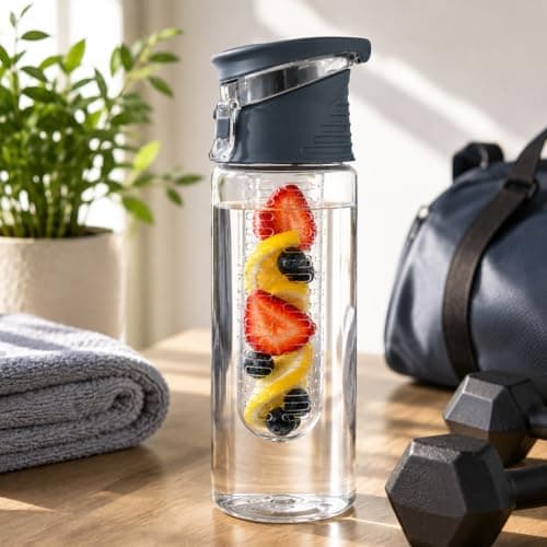 ZHOME Water Bottle Fruit Infuser 700ml BPA Free Tritan Sports Bottle with Flip Top Leak Proof Lid Reusable Infused Water Bottle for Gym Fitness Detox Hydration Office School Travel Outdoor Use (BLUE) — view 5