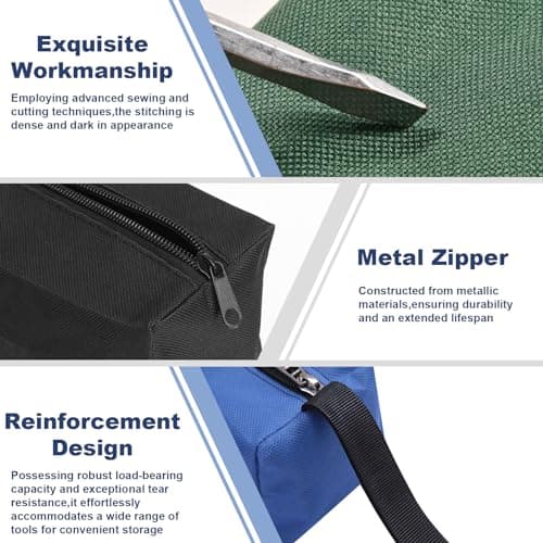 3 Pcs Multipurpose Tool Bags, Small Tool Pouches Zipper Tool Bags Waterproof Tool Organisers with 3 Hanging Buckles, Canvas Tool Storage Bags for Organising Screwdrivers Wrenchs Pliers Brushes Tools — view 3