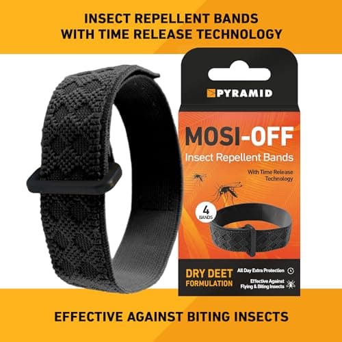 Pyramid Mosquito Repellent Bracelet with DEET. 4 Pack Mosquito Bands for Adults & Kids, Insect Repellent Bracelets with Up to 100 Hours Protection, Adjustable and Easy to Wear for Travel & Outdoors — view 6