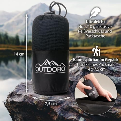 Outdoro Cabin Sleeping Bag - Only 210 g of Innovative Microlight Microfibre - Ultra-Light Travel Sleeping Bag - Small, Thin, and Compact - Lining, Travel Sheet — view 5